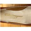 Image 9 : Used Ferragamo Tan Lizard-Embossed Vara Flats, Size 10B