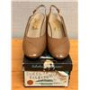 Image 1 : Used Ferragamo Beige Leather Slingback Shoes w/ Heels, Size 10B