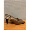 Image 2 : Used Ferragamo Beige Leather Slingback Shoes w/ Heels, Size 10B