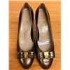 Image 7 : Ferragamo Bronze Shoes w/ Bow, Heels, Size 10B