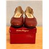 Image 1 : Used Ferragamo Red Leather Slingback Pumps, Size 10B