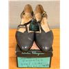 Image 1 : Used Ferragamo Gray T-Strap Leather Shoes w/ Heels, Size 10B
