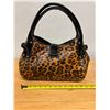 Image 4 : Dooney & Bourke Leopard Print Bag w/ Glossy Black Handles, Brass Clip Closure Accent