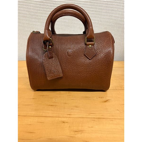 Ralph Lauren Brown Genuine Full-Grain Leather Handbag, New Condition