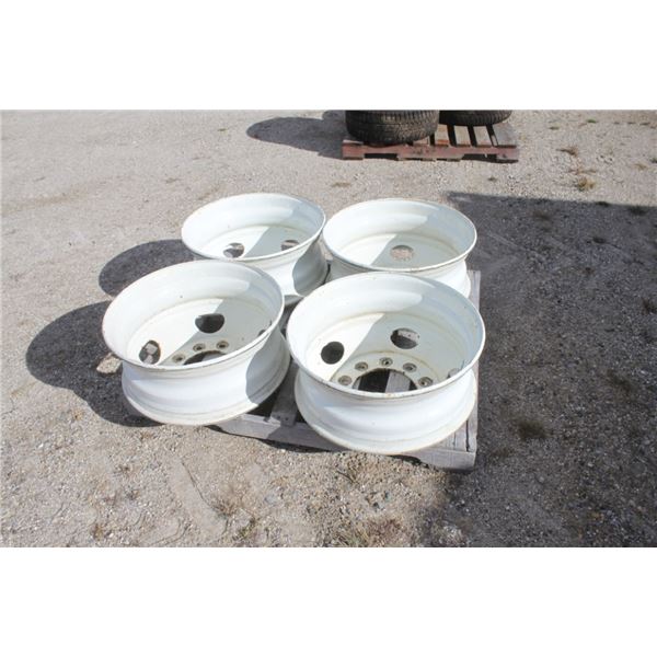 Set of 4 22.5" steel truck rims, white