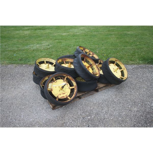 Set of 13 JD planter press wheels