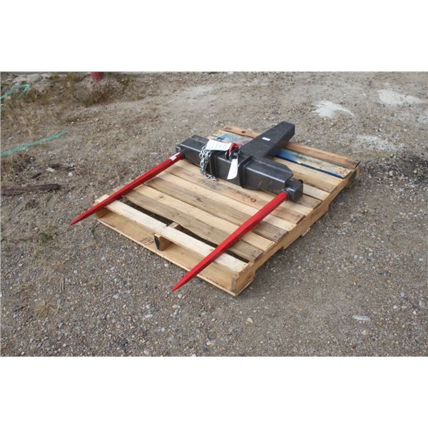 double prong bucket mounted bale spear