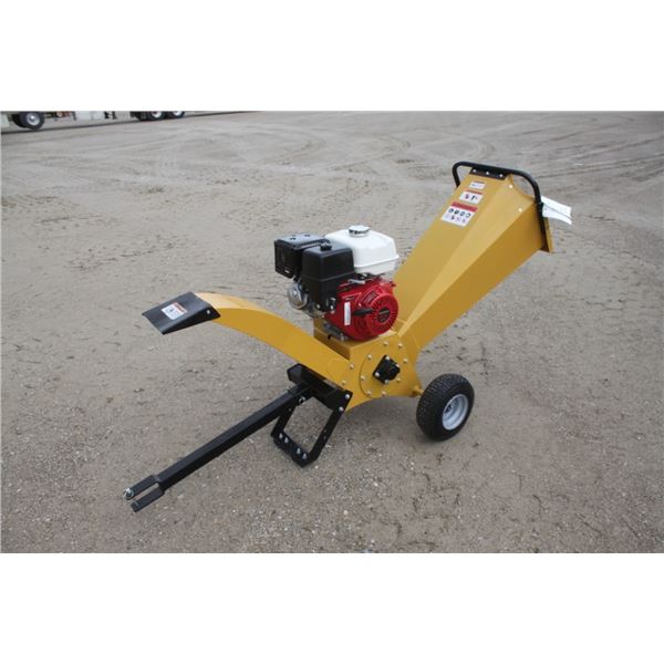 wood chipper, trailer mounted, Honda gas engine