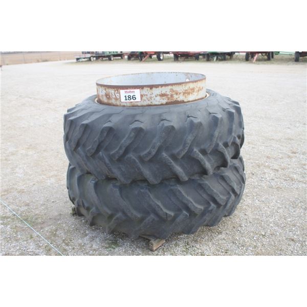 Goodyear 18.4x38 t-rail duals, Unverferth rims