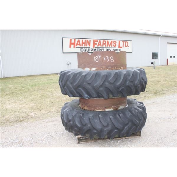 Goodyear 18.4x38 snap on duals, Unverferth rims