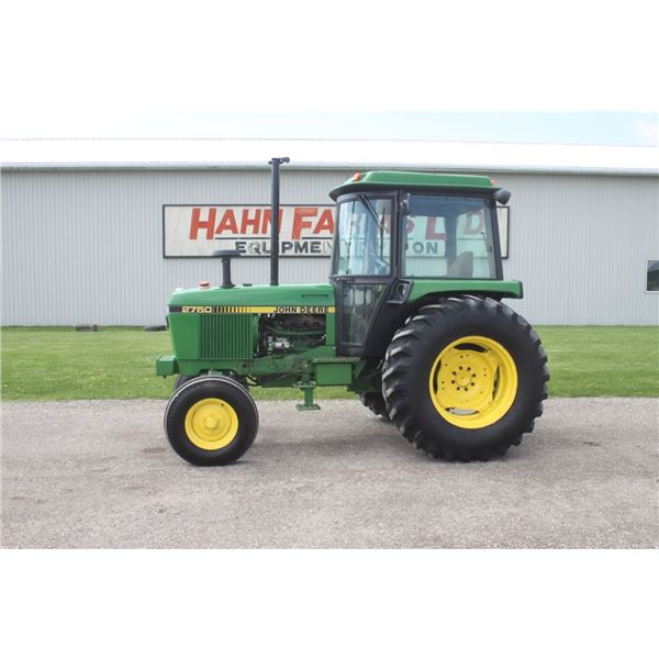 JD 2750 2wd tractor, cab, air, 5730 hours