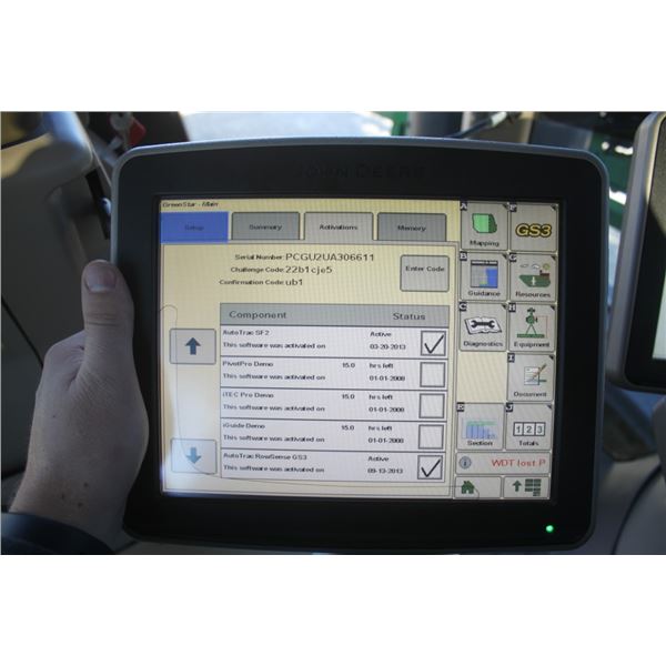 JD 2630 display, SF2, section control, row sense