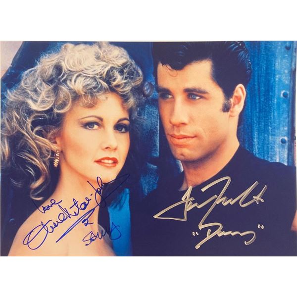 Grease Olivia Newton-John and John Travolta facsimile signed  movie photo