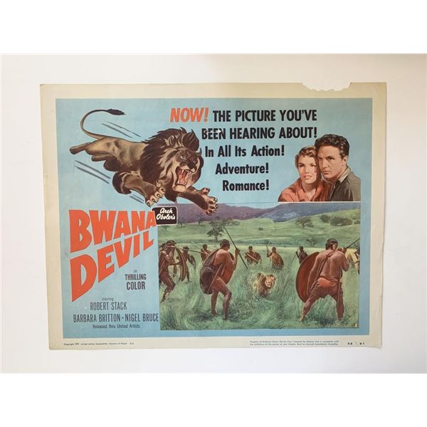 Bwana Devil original 1954 vintage lobby card