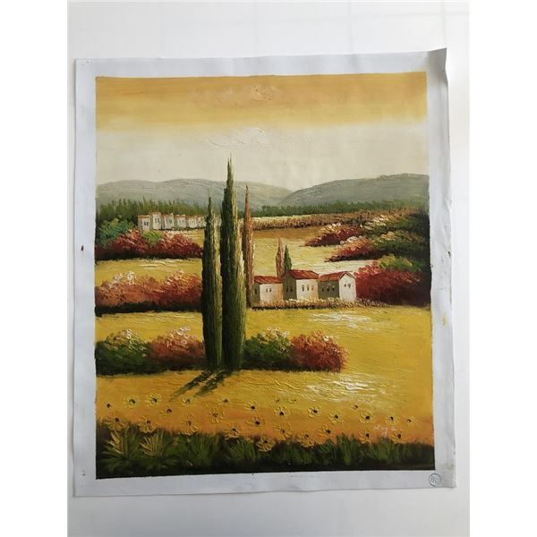 Tuscan Village in Summer Landscape original painting on canvas