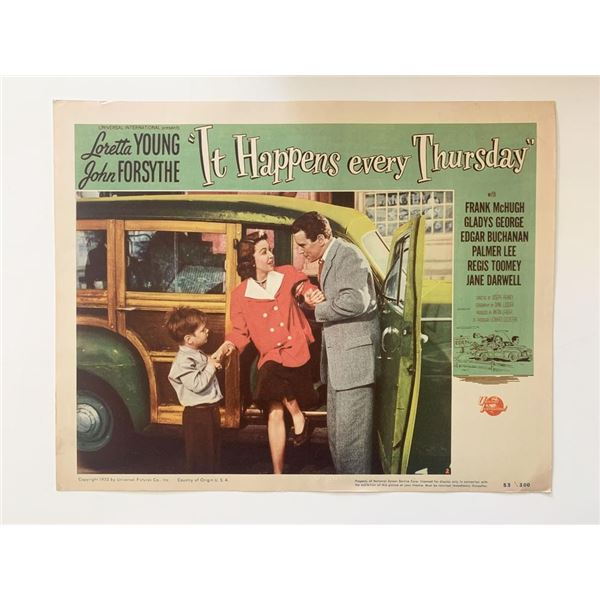 It Happens Every Thursday original 1953 vintage lobby card