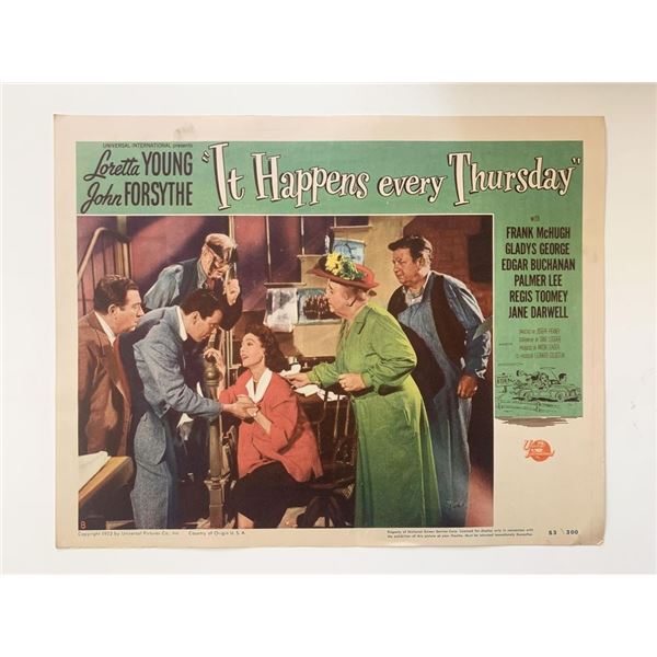 It Happens Every Thursday original 1953 vintage lobby card