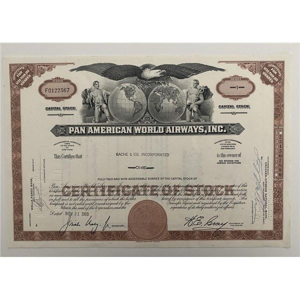 Pan American World Airways, INC One Share Certificate of Stock
