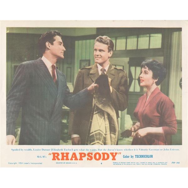 Rhapsody 1954 original vintage lobby card