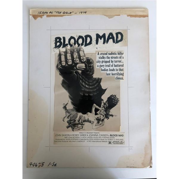 Blood Mad (The Glove) Original 1979 Vintage Movie Advertising Paste Up