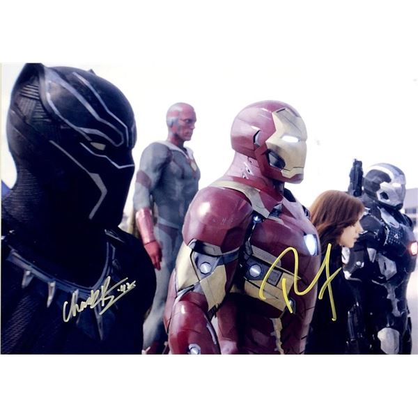 Captain America: Civil War Chadwick Boseman and Robert Downey Jr, facsimile signed movie photo