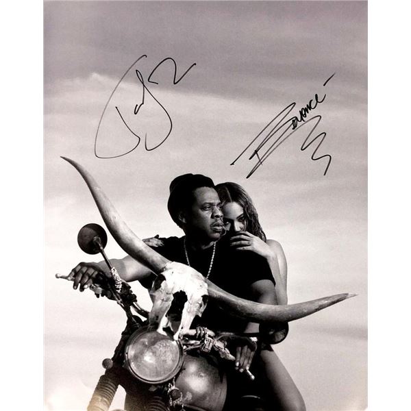 Jay-Z and BeyoncÃ© facsimile signed photo