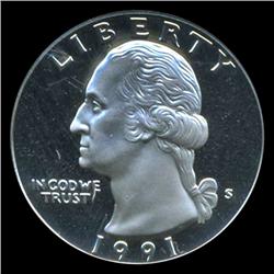 1991S Washington 25c Proof Quarter Coin Graded PCGS PR69 DCAM (COI-5401)