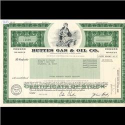 1980s Buttes Gas & Oil Stock Certificate Scarce (COI-3445)