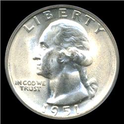 1951S Washington 25c Quarter Coin Graded PCGS MS65 (COI-5318)
