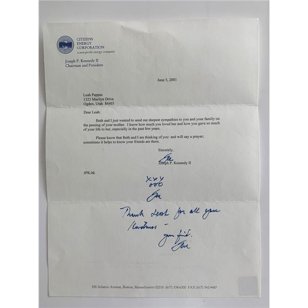 Joseph P. Kennedy II Signed Letter