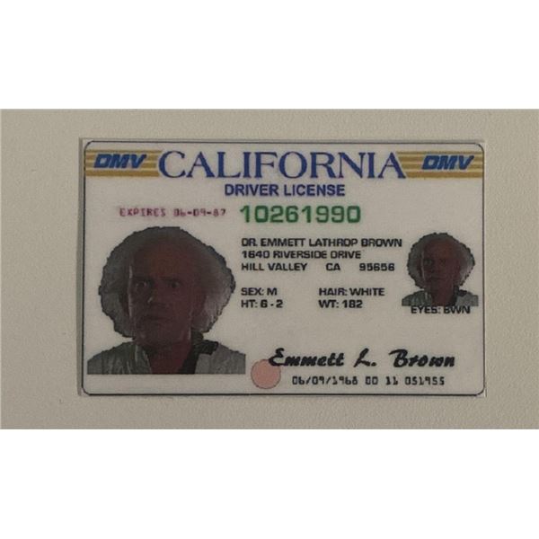 Back to the Future prop license- Dr. Emmett Brown