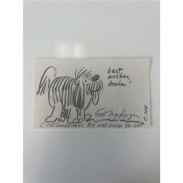 Ed Nofziger hand drawn and signed sketch