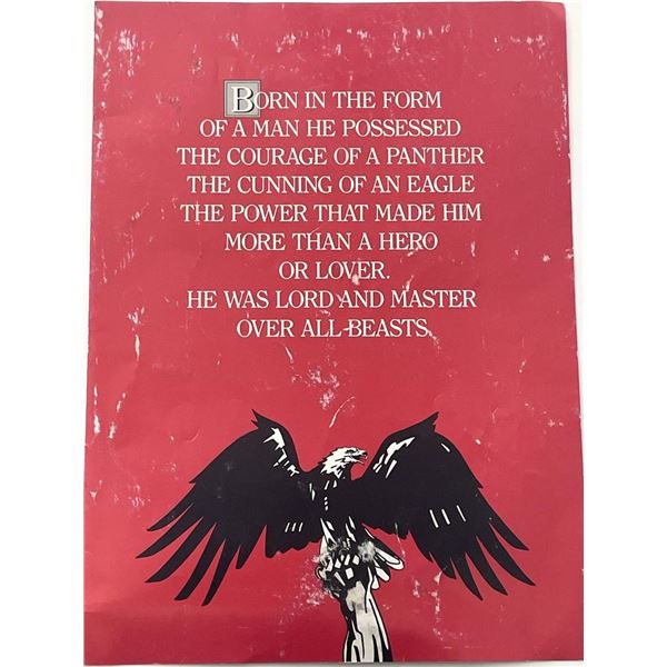 The Beastmaster original 1982 unsigned promo cover