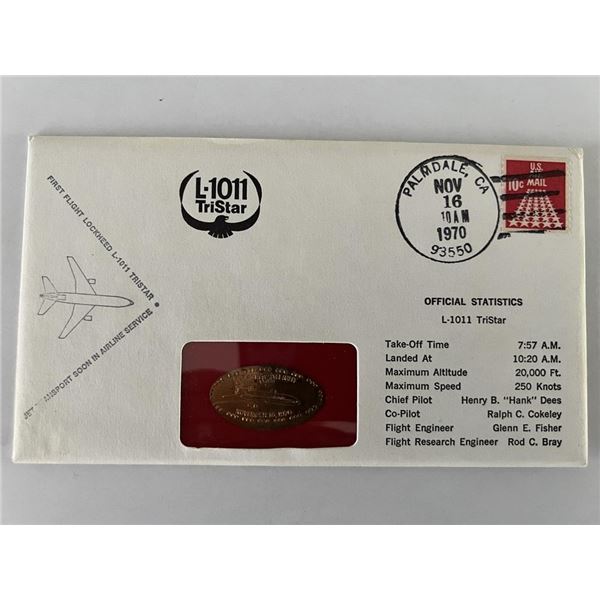 L-1011 Tristar gold stamped FDC commemorating the first flight of Lockheed
