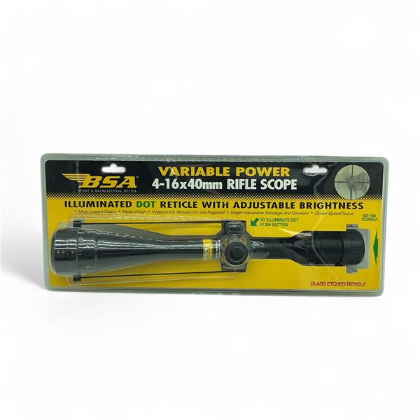 BSA 4 - 16X 40 mm Illuminated Rifle Scope with BSA Standard Reticle