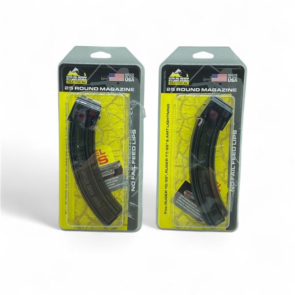 Butler Creek Ruger 10/22, Ruger 77/22 and AMT Lightning 22 LR Magazine Pinned to 10/25 Rounds X 2
