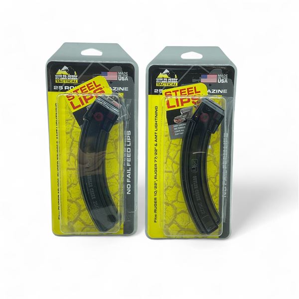 Butler Creek Ruger 10/22, Ruger 77/22 and AMT Lightning 22 LR Magazine Pinned to 10 Rounds X 2 Qty