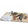 Image 1 : Assorted Items Including Fuel Sticks, Wood Forends (Cracked), Scale, Calls, Pellets and Bag of Maps