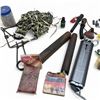 Image 2 : Assorted Items Including Fuel Sticks, Wood Forends (Cracked), Scale, Calls, Pellets and Bag of Maps