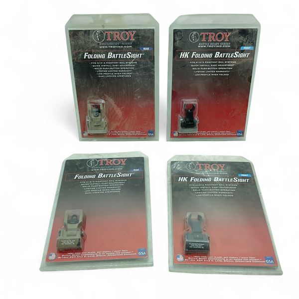 Battle Signt Troy Front and Rear Folding Battle Sight, Black and Tan X 4 Total Qty
