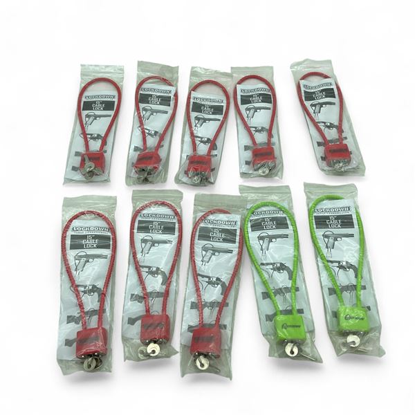 Lockdown 15" Keyed Cable Locks X 10 Qty