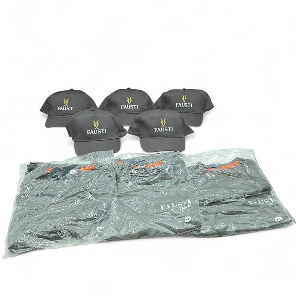 Fausti Hats x 5 Qty and Fausti T-Shirts, Size Extra-Large X 3 Qty