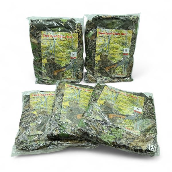 Tree Leaf Camo Suit Size Medium X 5 Qty Includes Jacket, Pants and Mask