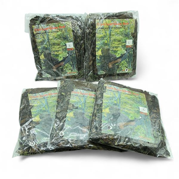 Tree Leaf Camo Suit Size Large X 5 Qty Includes Jacket, Pants and Mask