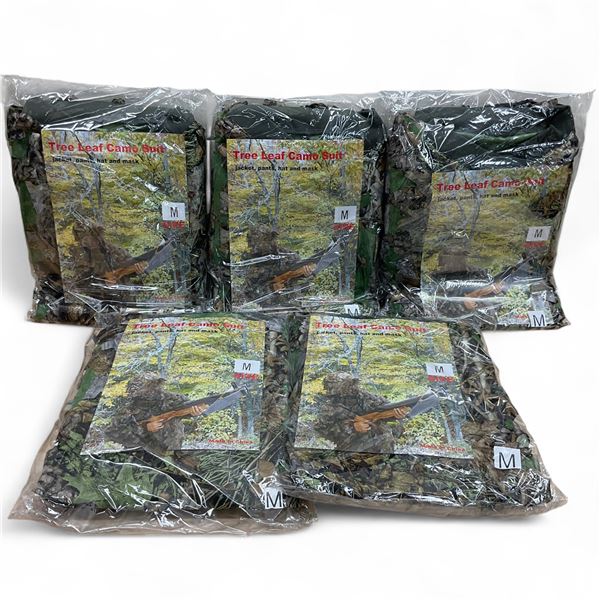 Tree Leaf Camo Suit Size Medium X 5 Qty Includes Jacket, Pants and Mask