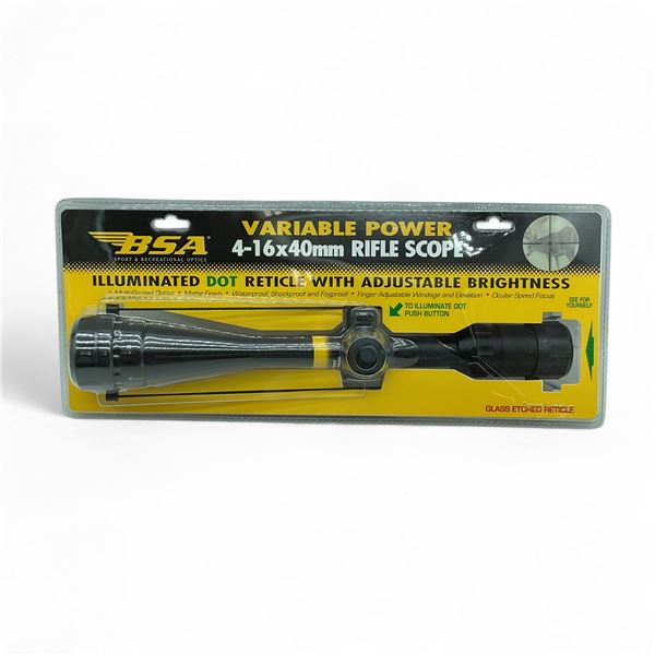BSA 4 - 16X 40 mm Illuminated Rifle Scope with Dot Reticle