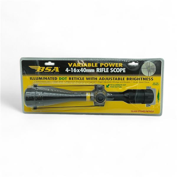 BSA 4 - 16X X 40 mm Illuminated Rifle Scope with Dot Reticle