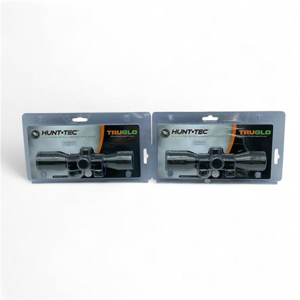 TruGlo Hunt-Tec 4 X 32 mm Illuminated Compact Rifle Scope with Dual Colour Duplex Reticle X 2