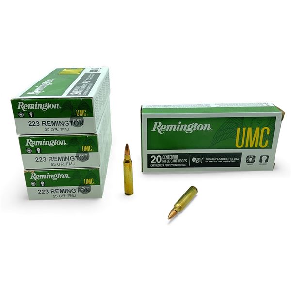 Remington UMC 223 Rem, 55 Grain FMJ Ammunition, 80 Rounds