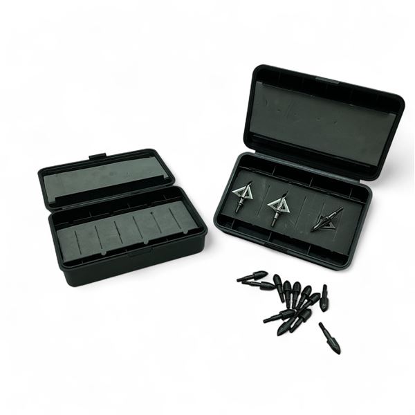 Mossy Oak Broadhead Case X 2 Qty and Assorted Blade Broadheads and Field Points